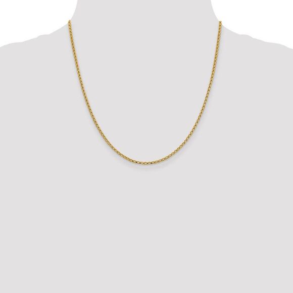 2.1mm 14k Yellow Gold Diamond Cut Open Franco Chain Necklace, 20 Inch - Picture 2 of 8